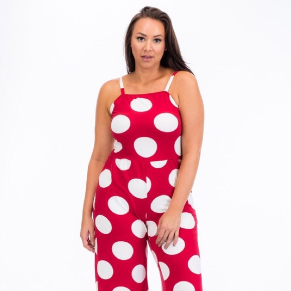 Plus Size - Polka Dot Jumpsuit - Picture 2 of 6